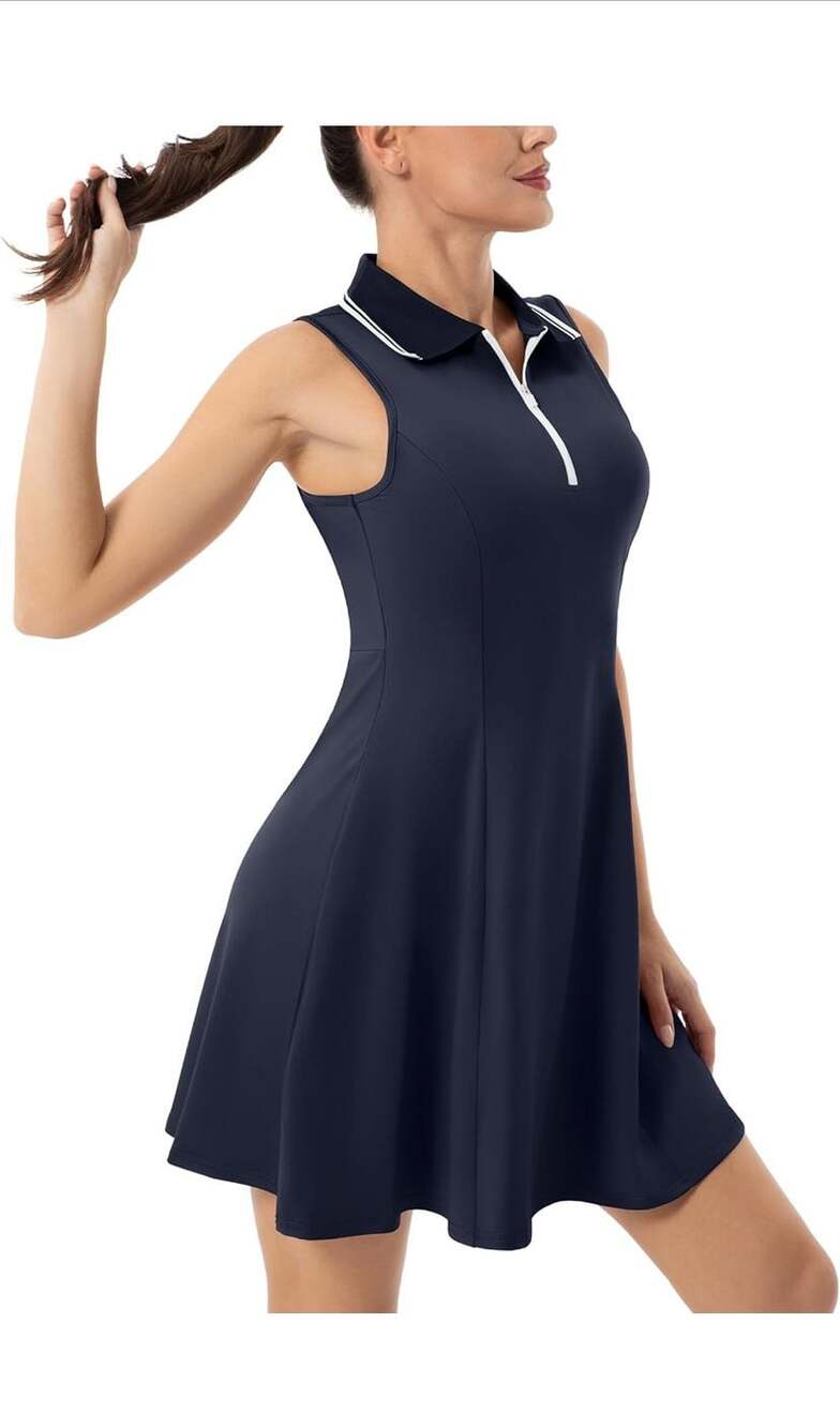 FKEEP Women's Tennis Golf Activewear Workout Zipper V-Neck with Shorts &Pocket